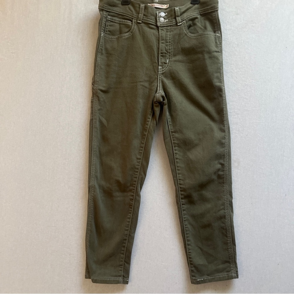 Levi's 724 Olive Green High Rise Straight Crop Workwear Jeans 28